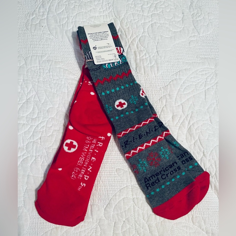 American Red Cross Friends Themed Socks NWT